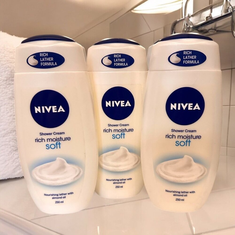 Nivea Rich Moisture Soft Shower‎ Cream with Almond Oil, 250ml 3 Pack